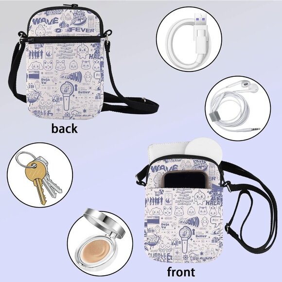 Kpop Crossbody Bag Waterproof Polyester Small Messenger for Concerts and Gifts - Picture 3 of 6